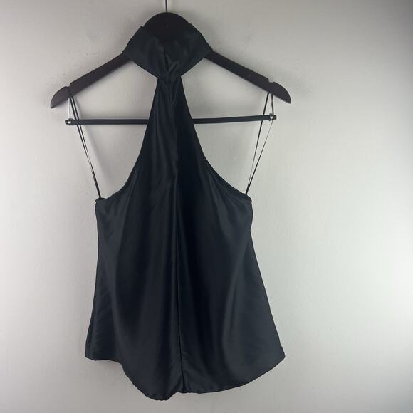 Amanda Uprichard Top Black 100% Silk Queen High Neck Tank Size M - Picture 6 of 7